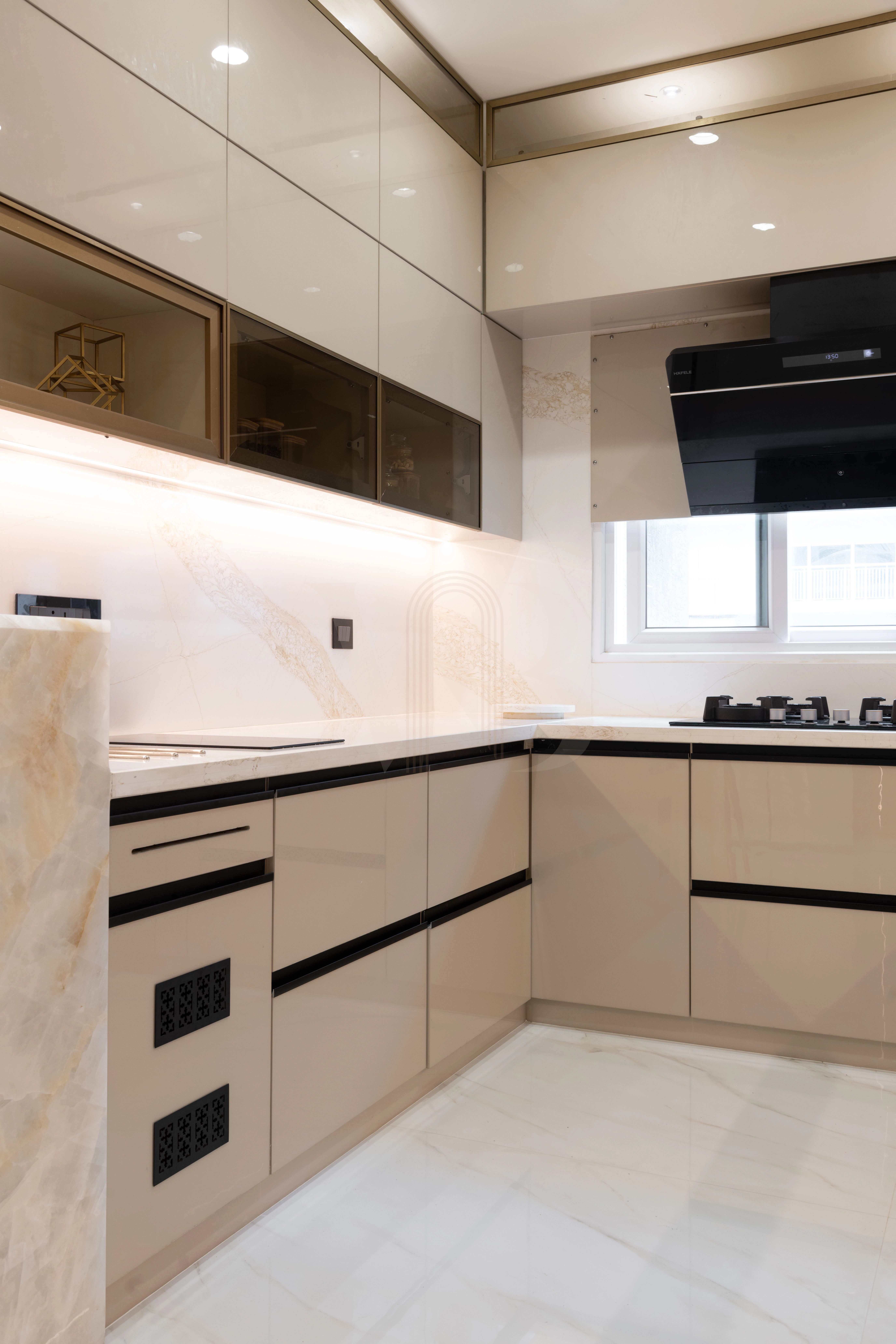Seamless white quartz countertop