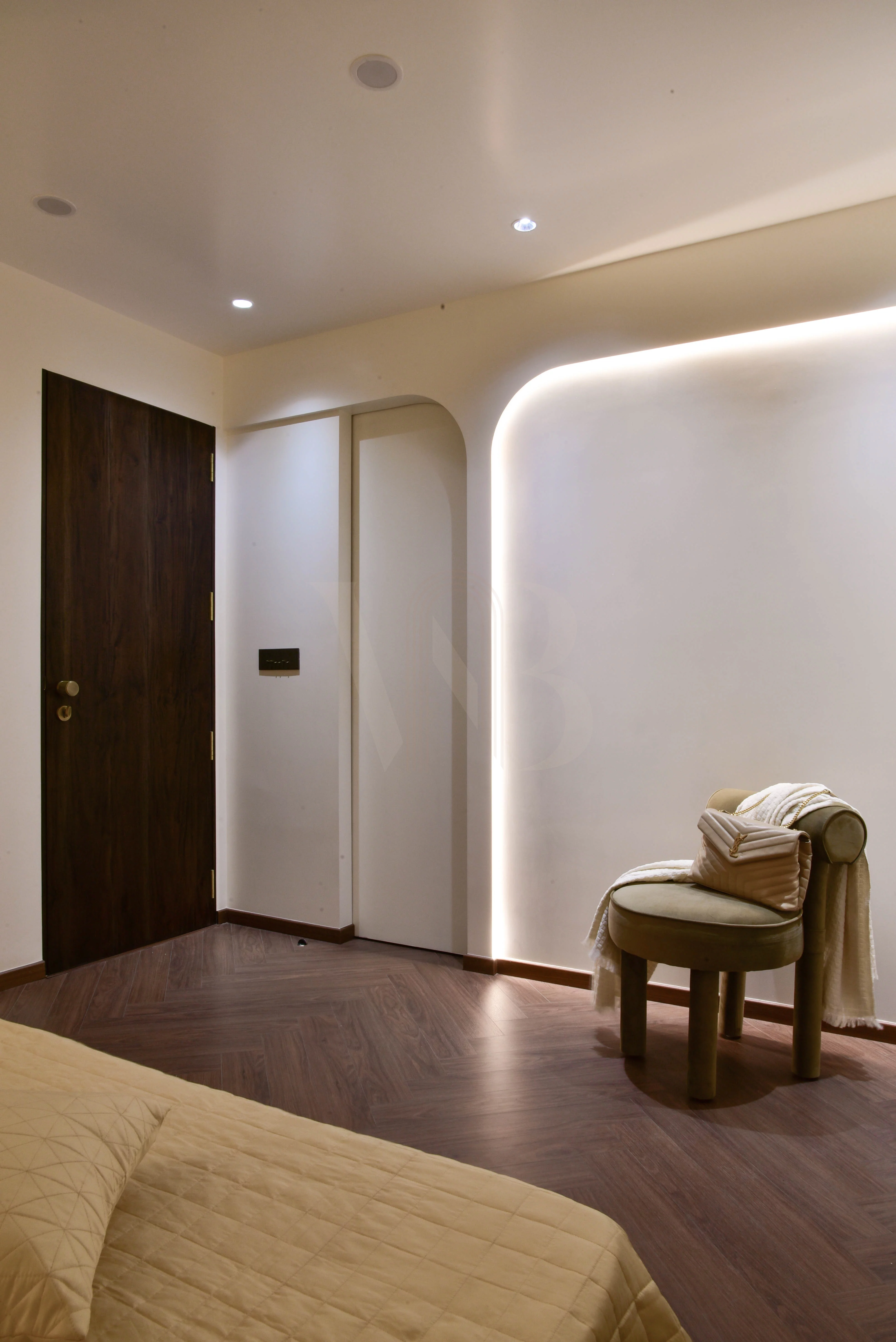 Master TV wall paneling detail