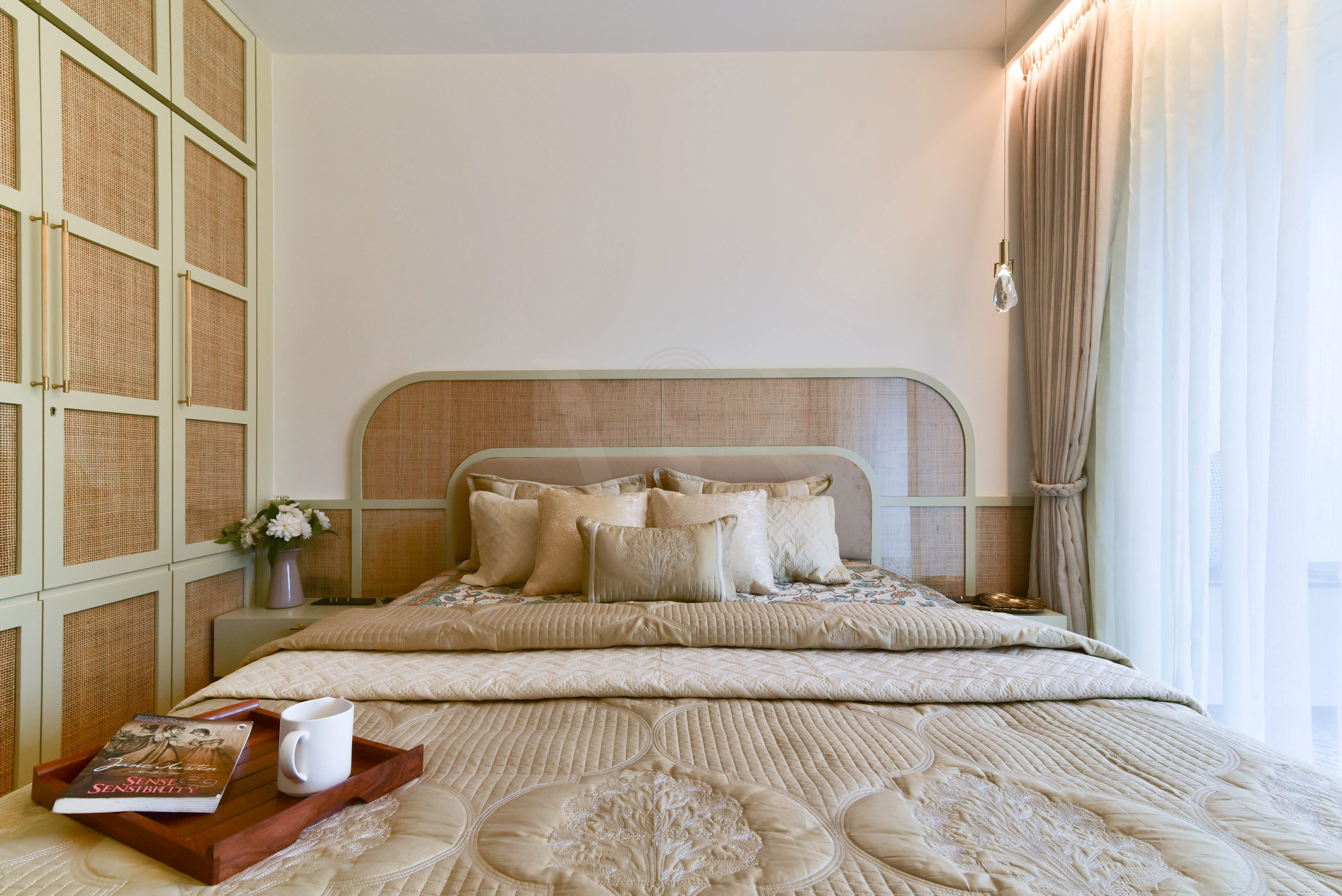 Warm earth tone parents bedroom