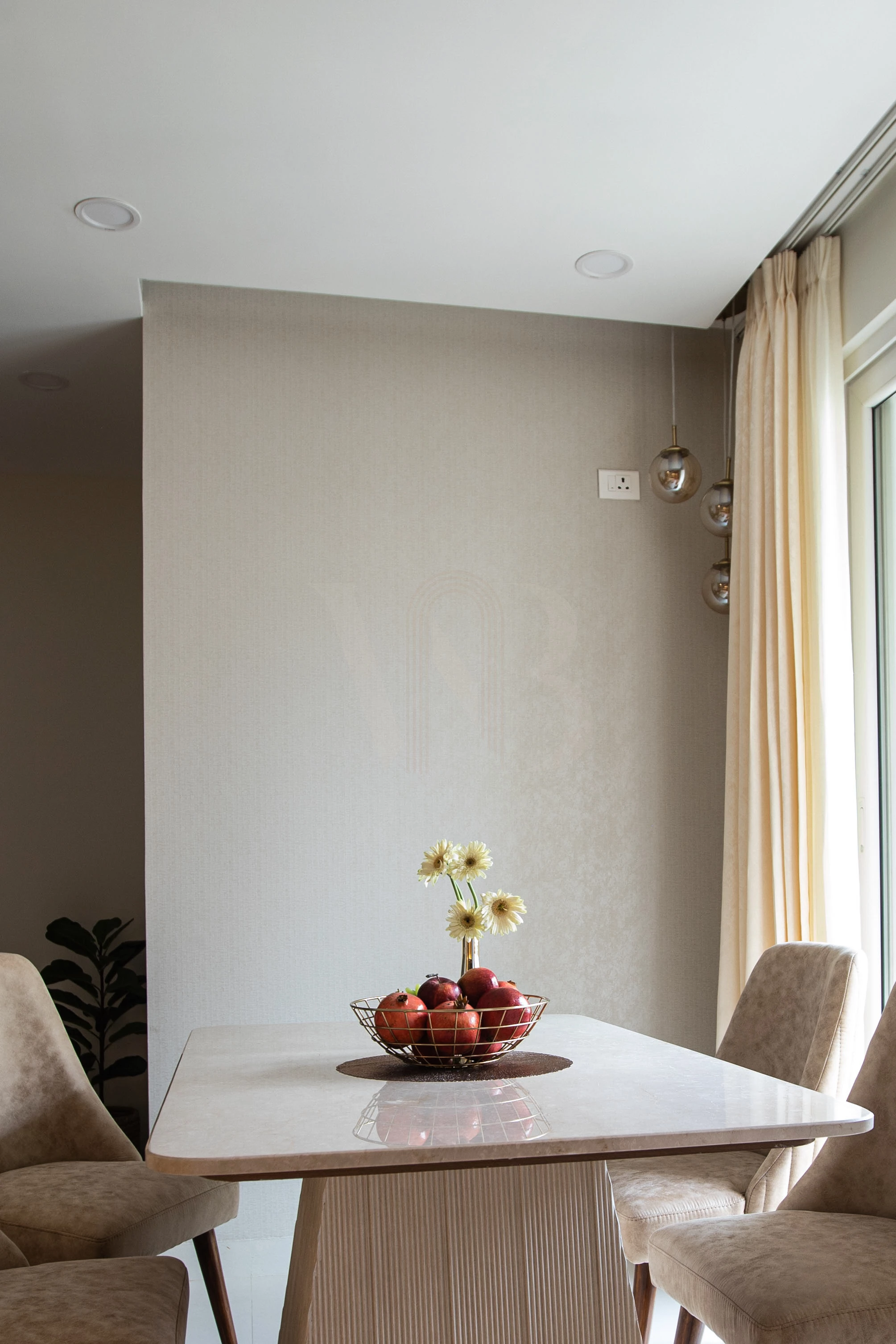 Modern dining table and minimalist pendant lighting