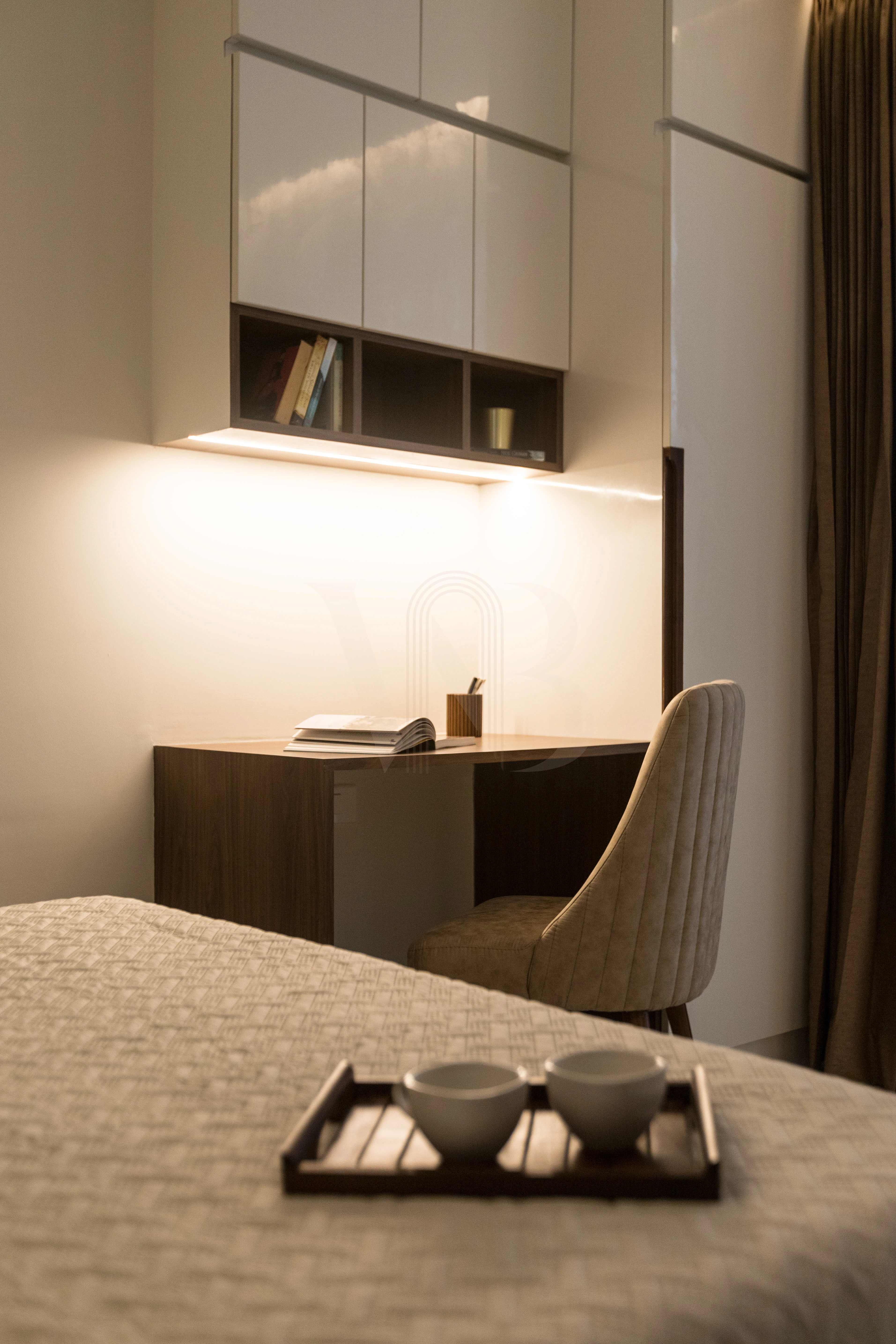 Minimalist guest headboard detailing