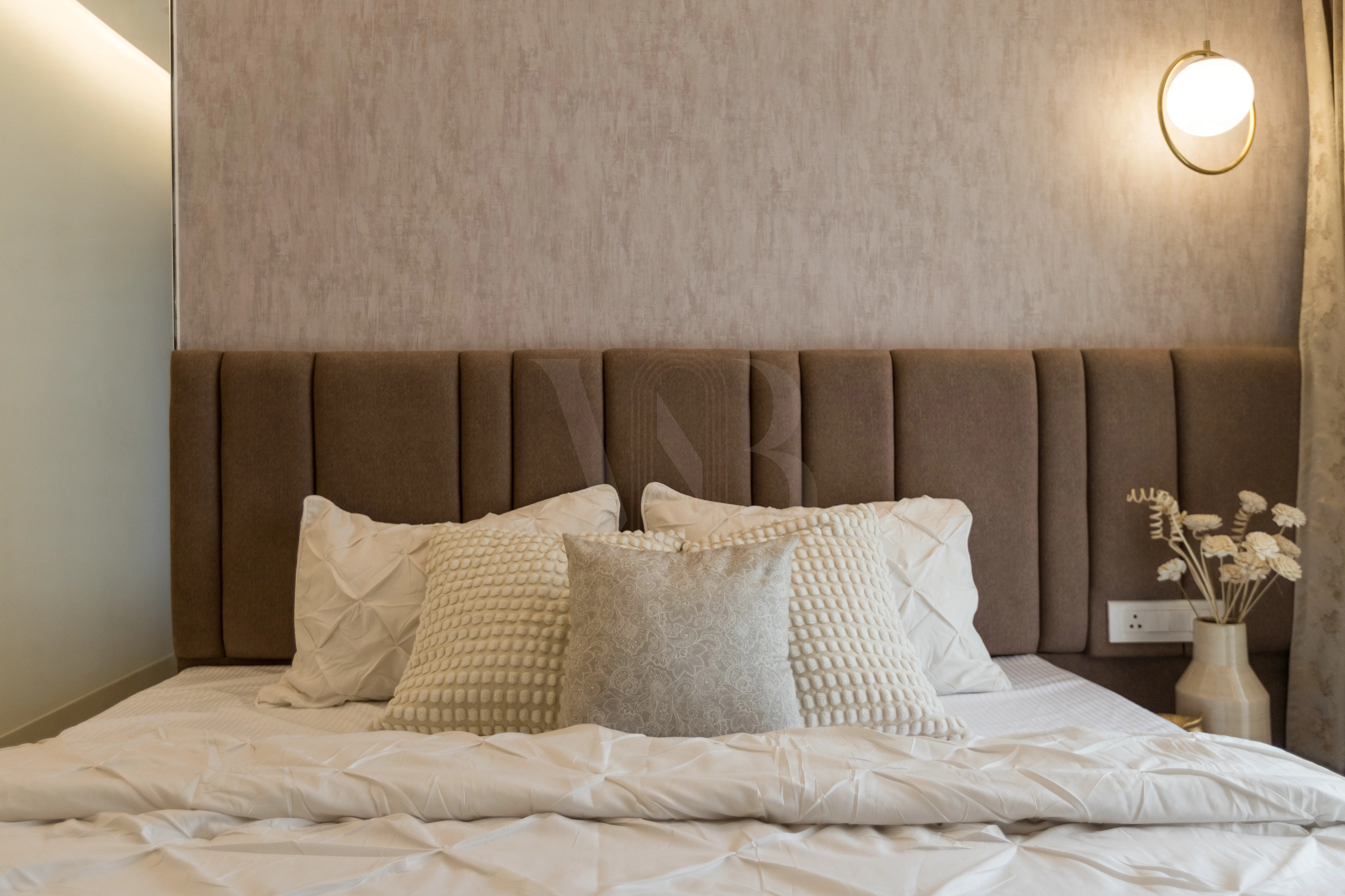 Detailed headboard and vertical paneling texture